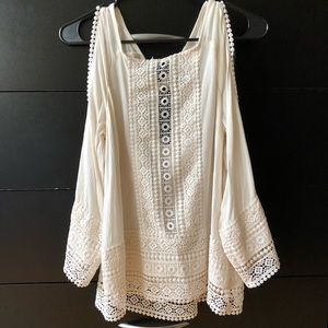 White Boho Cold Shoulder H&M Top